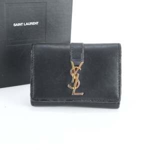 Yves Saint Laurent YSL 6-ring leather key case, black, for women